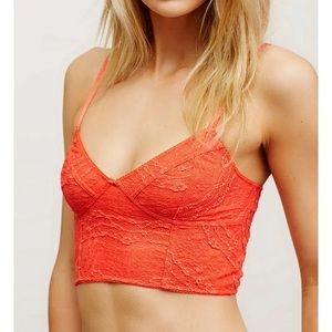 NWT Intimately by Free People Stretch Lace Bralette in Blood Orange - Size Large